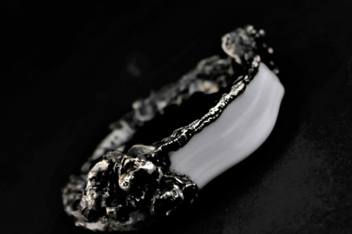 Giò Carbone_ Bracciale argento_ brunito rame porcellana_ ed agata web