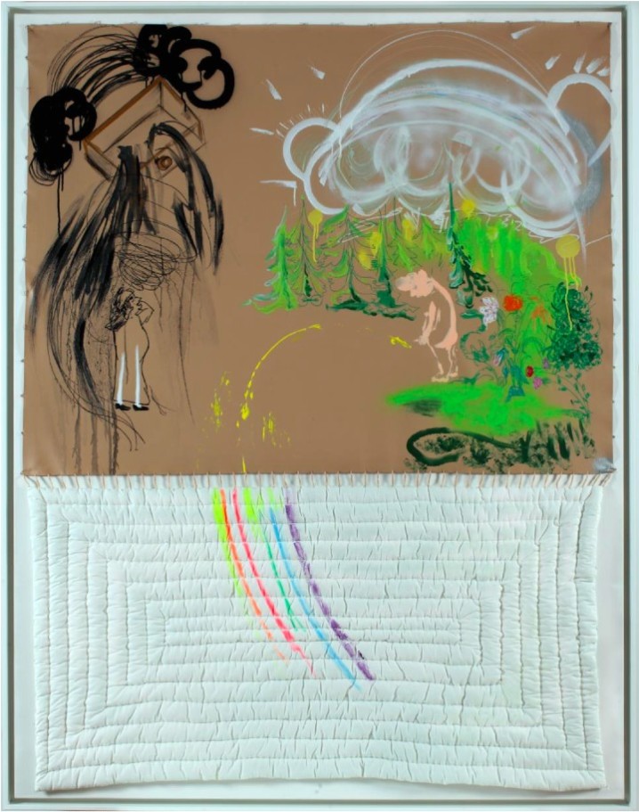 Nilbar Güres, Die Schublade, Mixed media on fabric 177 X 139 cm