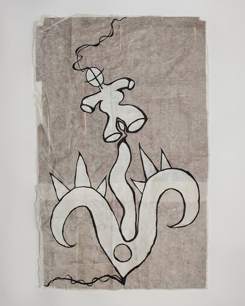 Joana Kohen – PRE_ HYB II, Acrylic on handmade Japanese Washi paper, 83x135 cm, Photo Begum Yetis