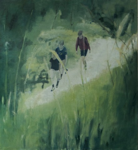 Giuseppe Biagi, 2021, _Verso il rifugio_, olio su tela 100x100 cm